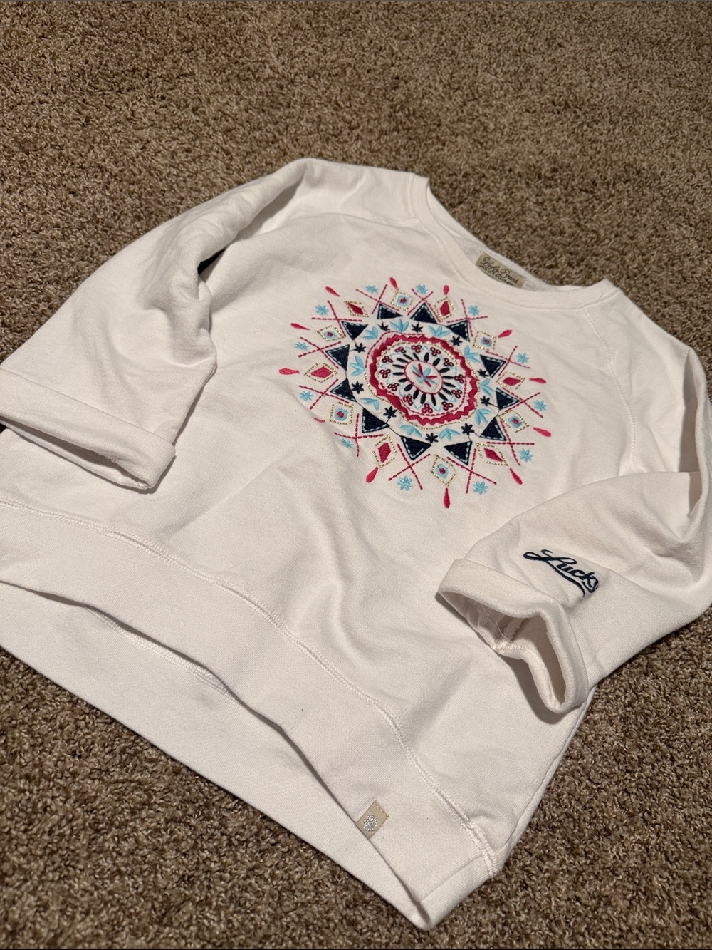 Girls’ Lucky Brand embroidered sweatshirt (XL) like new!